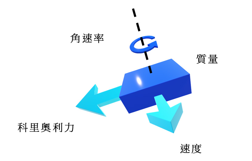 圖6 科里奧利效應的運動向量